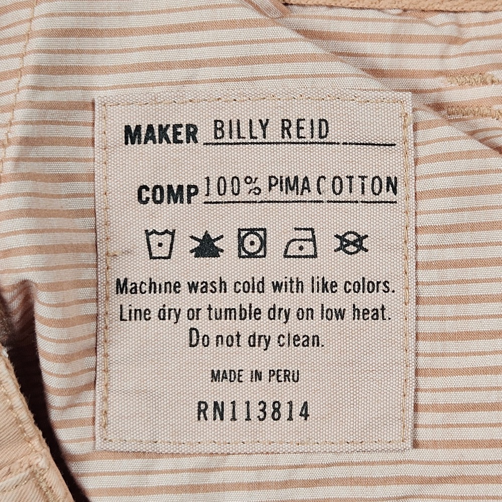 Billy Reid Chino‎ Pant Mens 34x33 Orange/Pink Khaki Pima Cotton Office Casual - Picture 10 of 12